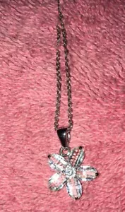 Bellissima Collana Fiore Pietra Trasparente 925 Sterling Italia - Foto 1 di 8