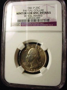 1981-P WASHINGTON QUARTER NGC CERTIFIED UNCIRCULATED PARTIAL COLLAR!! #5800 - Picture 1 of 7