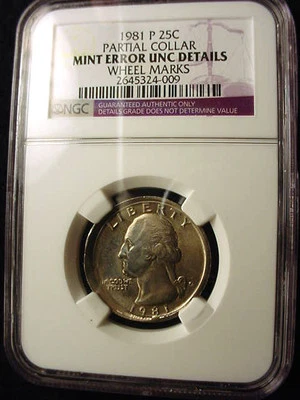 1981-P WASHINGTON QUARTER NGC CERTIFIED UNCIRCULATED PARTIAL COLLAR!!   #5800 - Image 1 of 4