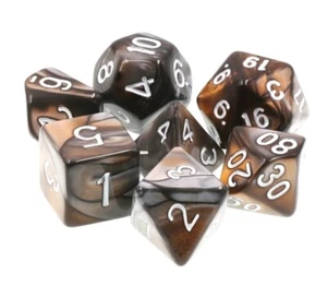 Juego de dados poliédricos Géminis oro plata 7 piezas con bolsa de dados gris - D&D RPG - Imagen 1 de 2
