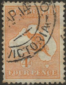 AUSTRALIA 1913 4d Orange Roo SG6 Used (1914)