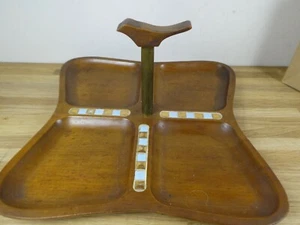 Vintage 1960's Wooden Serving Tray with Bird Handle - Picture 1 of 5