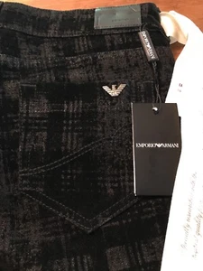Armani Emporio Women's Dakota Skinny Black Printed Velour Pant Size 27 NWT - Picture 1 of 12