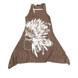 Just Pebbles Girls Brown Tank Top Hanky Hem Swing dress Sleeveless size Meduim - Picture 1 of 3