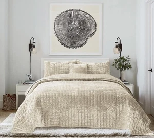 Quilt Set California King Size 106x118 Luxurious Velvet Bedding Sets with 2 P... - Picture 1 of 7