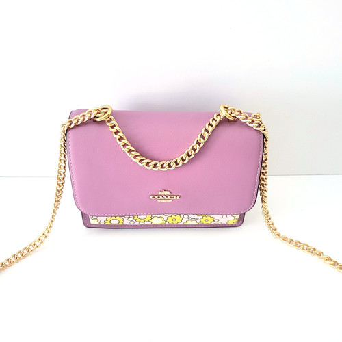 Coach CBM62 Mini borsa a mano trasparente a tracolla bloccata floreale lilla multi