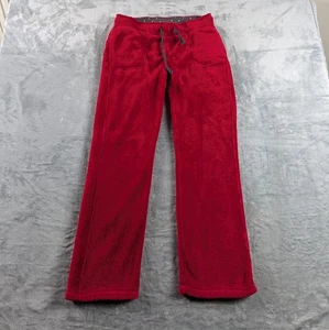 KAVU Pants Womens Medium Red Fleece Lounge Drawstring Zip Pocket Cozy Soft - Picture 1 of 11