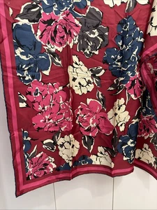 Talbots 100% Silk Scarf PINK/BLUE FLORAL, 32”x32” Square - Picture 1 of 5