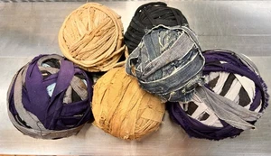 6 fabric rag balls vintage bowl filler, farmhouse decor denim,beige,blue,black - Picture 1 of 7