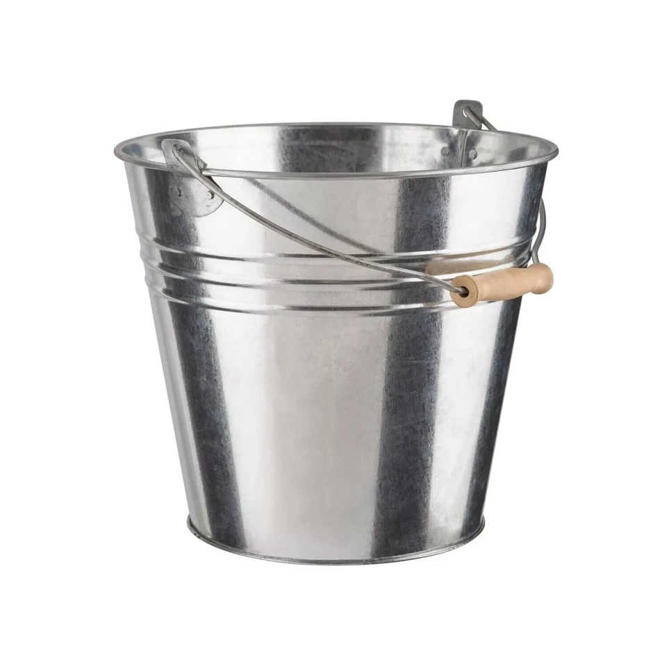 10L Schwerlast Metall Eimer Verzinkter Stahl Stark Mit Holzgriff - Bild 1 von 4