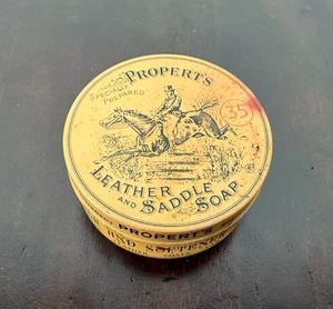 Vintage Propert's Leather And Saddle Soap Tin Equestrian London Partially Used - Picture 1 of 5