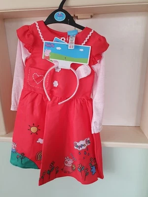 Peppa Pig Long Sleeved Dress With Headband. Age 3-4 Years - Image 1 of 2