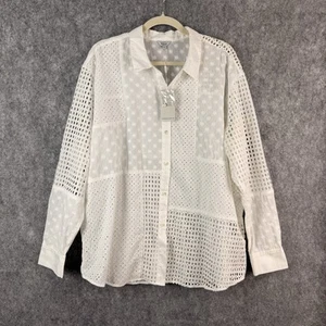 Rails Juliette White Eyelet Blouse Top XL NWT $198 Cotton Lace Embroidered Shirt - Picture 1 of 14