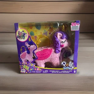 Polly Pocket Einhorn mit 25 Zubehörteilen Prinzessin Schaukel 2 Puppen Haustiere - Bild 1 von 6