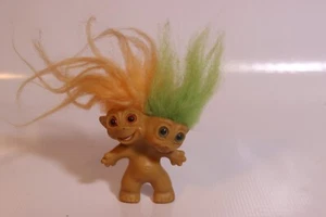 1965 UNEEDA SIAMESE Troll Doll Two Headed ORANGE And GREEN Eyes VINTAGE RARE - Picture 1 of 3