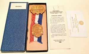 1956 “DELEGATE” Democrat Natl. Convention Medal W/ Box & ID - Nice Set - Picture 1 of 7