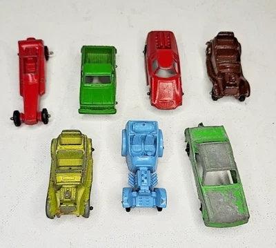 Vintage Lot of 7 Tootsie Toys Diecast Cars & Trucks Mustang Roadster Fiat - Image 1 of 4