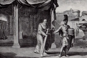 Biblical Art print c 1910 Goliath's Sword Ottmar Elliger of Holland died 1732 - Picture 1 of 4