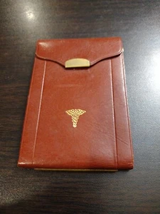 Vtg Top Grain Cowhide Leather Doctor's Card Holder Pfizer Promo HICKOK Wallet - Picture 1 of 14