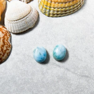 Pair of Larimar blue green gemstone cabochons blue green colour 10x8mm EO-307 - Picture 1 of 1