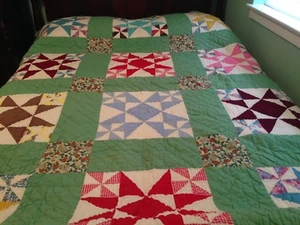 Pinwheel Hand Quilted Quilt NEVER USED - Picture 1 of 6