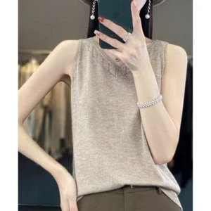 Summer New V-Neck Wool Kni Sleeveless Slim Girls' Fashion Edition - Picture 1 of 33