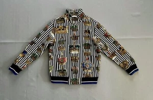 Pre-loved DOLCE & GABBANA Kids BOYS KING / ROYAL CROWN STRIPED ZIP JACKET SZ 6 - Picture 1 of 10