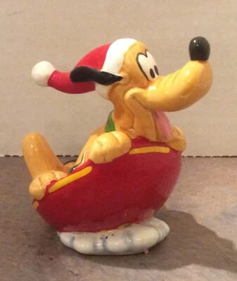 Enesco Walt Disney Mickey's Winter Wonderland - Pluto in Saucer Sled - Image 1 of 4