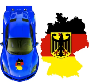 Deutschland Aufkleber Flagge Wappen  Fahne Motorhaube PKW Flagge 44x35cm MHF - Picture 1 of 7