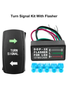 ATV UTV Rocker Switch Blue LEDs Blinker Turn Signal Kit and Led Flasher new USA - Foto 1 di 12