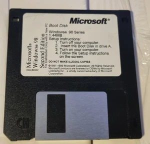 WINDOWS 98 SE BOOT DISK FLOPPY GENUINE MICROSOFT PRODUCT - Picture 1 of 1