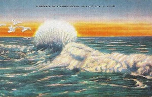 Postkarte New Jersey Atlantic City Ocean Breakers Wellen Nr Mint 1940er - Bild 1 von 1