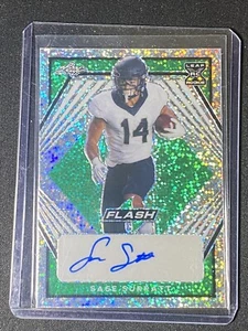2021 Leaf Flash Sage Surratt Green Parallel Rookie Auto /25 Detroit Lions - Bild 1 von 2