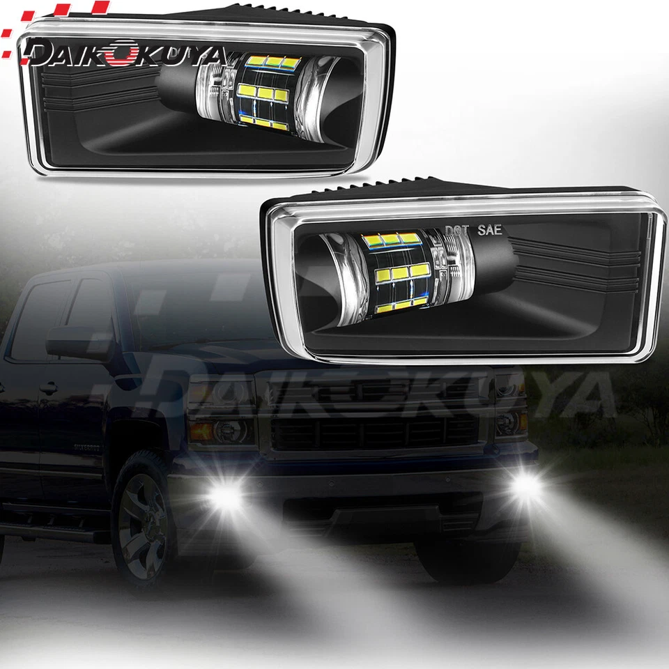 For 2007-2014 Chevy Silverado Avalanche Suburban Tahoe GMC Yukon LED Fog Lights - Image 1 of 4