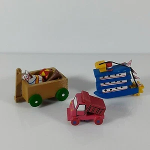 3 Mix Holz Miniatur Handarbeit Malerei Spielzeug Auto Boot Puppenhaus Fahrzeug Set - Bild 1 von 5