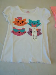 Okie Dokie Girls Tee Shirt Cool Kitty Cats Short Sleeve Size S4 New W Tag - Picture 1 of 1