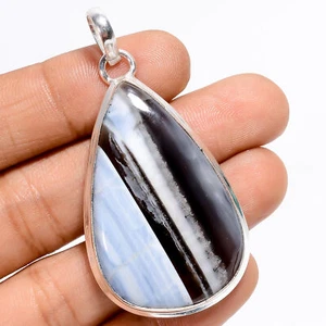 Owyhee Blue Opal Gemstone Fashion Jewelry 925 Silver Pendant 2.1" ARP-6171 - Picture 1 of 3