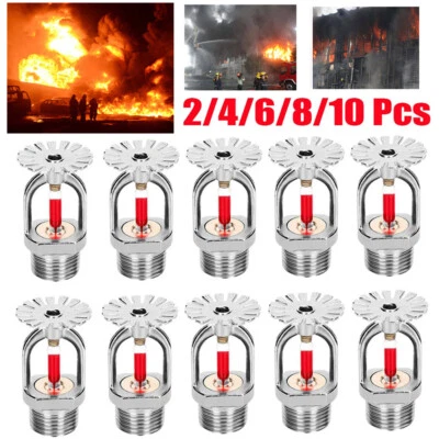 Cabezal rociador contra incendios colgante cromado 155°F Globo 2/6/8/10 piezas 1/2" respuesta rápida Foto 1 de 4