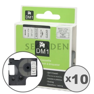 10pk Black on Clear Label Tape Fit for DYMO 40910 D1 9mm 3/8" - Picture 1 of 3