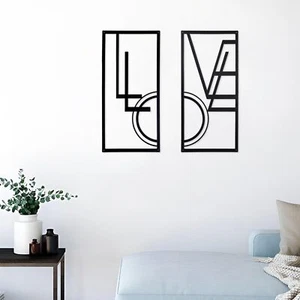 Black Wall Decor Geometric Love Sign Modern Metal Love Wall Decor Abstract Love - Picture 1 of 7