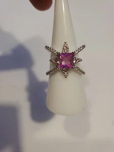 Glamouröser Stylista Rbp8631 rosa Korund auf Rhodium Bp Ring Größe 8 - Bild 1 von 7
