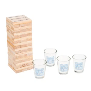 Torre Ubriaca Tipsy in Legno Divertente Adulti Festa Gioco da Bere con 4x Bicchieri da Colpo - Foto 1 di 3