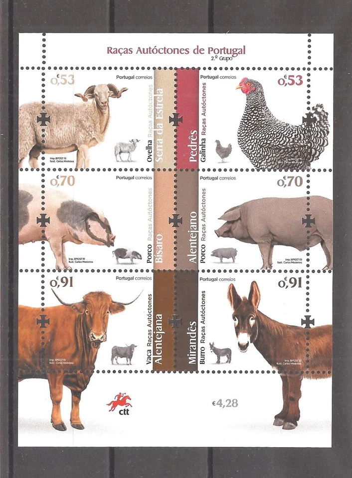 [1349] Portugal 2019, Bloque MNH**, animales de raza portuguesa Foto 1 de 1