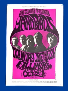 YARDBIRDS CONCERT POSTER/ 2nd PRINTING/ FILLMORE/ 1966 - Picture 1 of 11