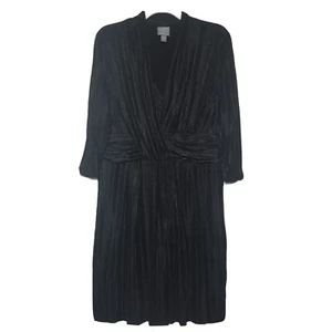 Rabbit Damen Cocktailkleid Empire-Taille V-Ausschnitt Plissee Schwarz Größe 16 - Bild 1 von 4
