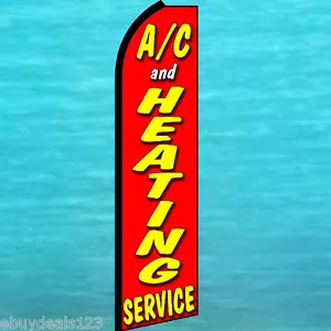 AC & HEATING SERVICE FLUTTER FEATHER FLAG Advertising Sign Bow Banner Swooper - Picture 1 of 5