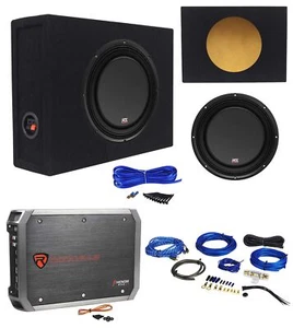 MTX 3510-04S 10" 600w Shallow Subwoofer+Sealed Sub Box Enclosure+Amplifier+Wires - Picture 1 of 11