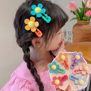 2PCS Candy Color Cute Flower Hair Clip Summer Fashion Bangs Broken Barrette - Picture 1 of 12