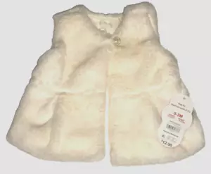 FAUX FUR NEW VEST IVORY 0-3M SO VERY SOFT LIKE RABBIT FUR SATIN LINED WAS $12.98 - Picture 1 of 8
