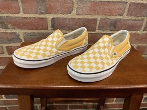 yellow checkered vans size 4